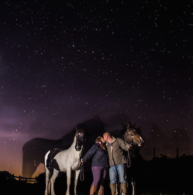 Equine portrait photographer night stars shoot Somerset