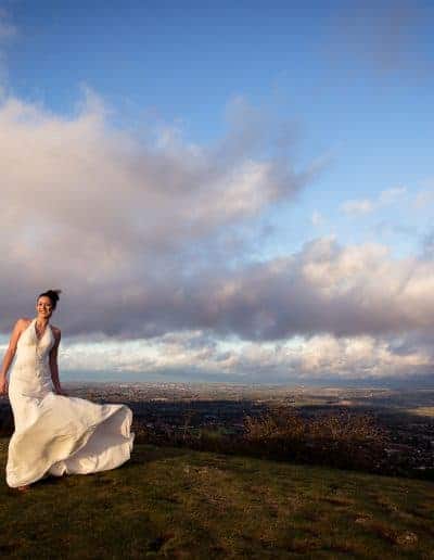 trash cherish wedding dress outdoor bride malvern hills