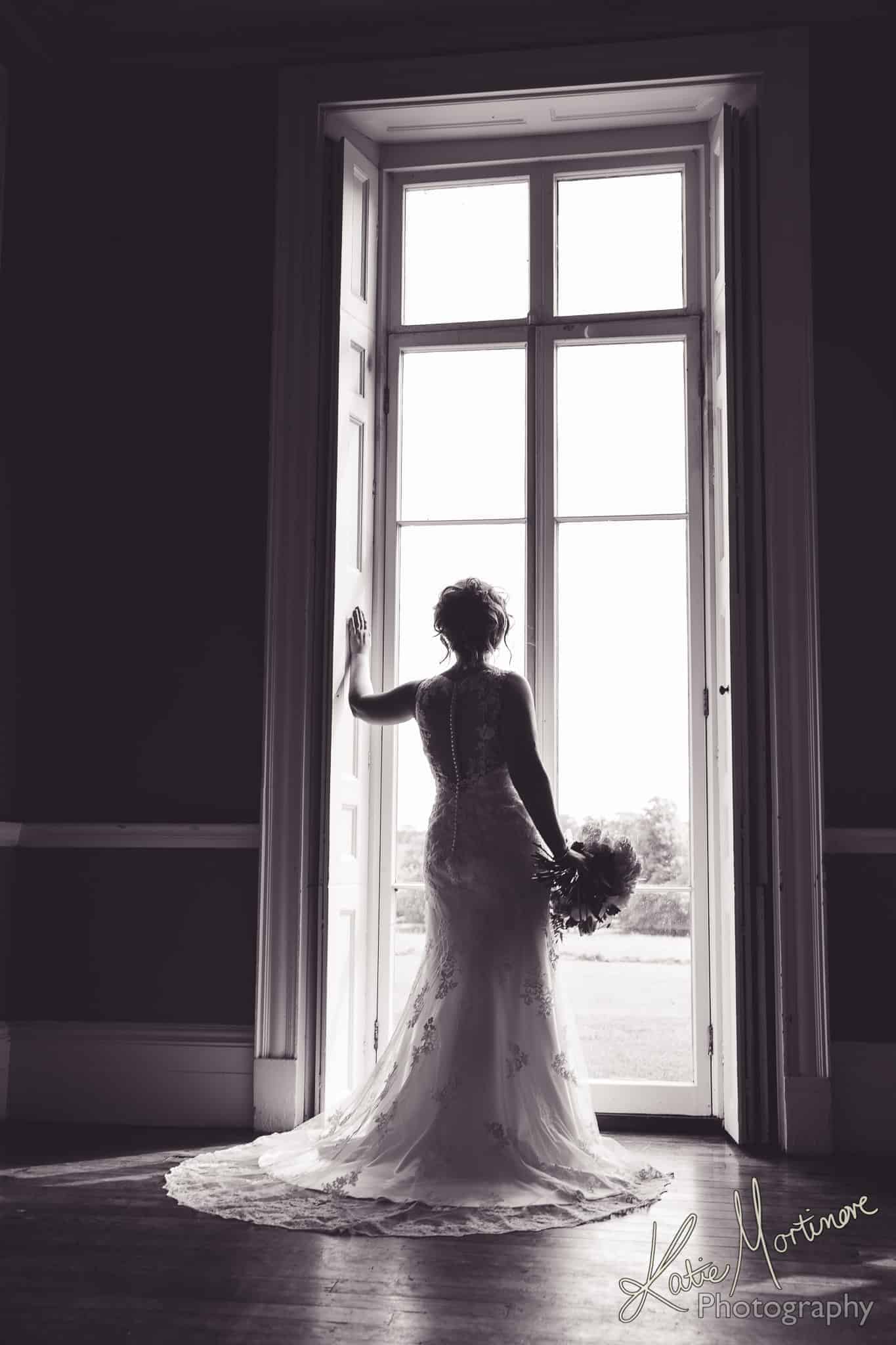 Penton Park Hampshire Wedding Photography beautiful bride tall window